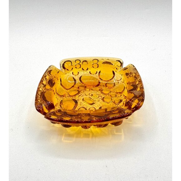 MCM Amber Glass Bubble Art Ashtray 1960 - Picture 1 of 4